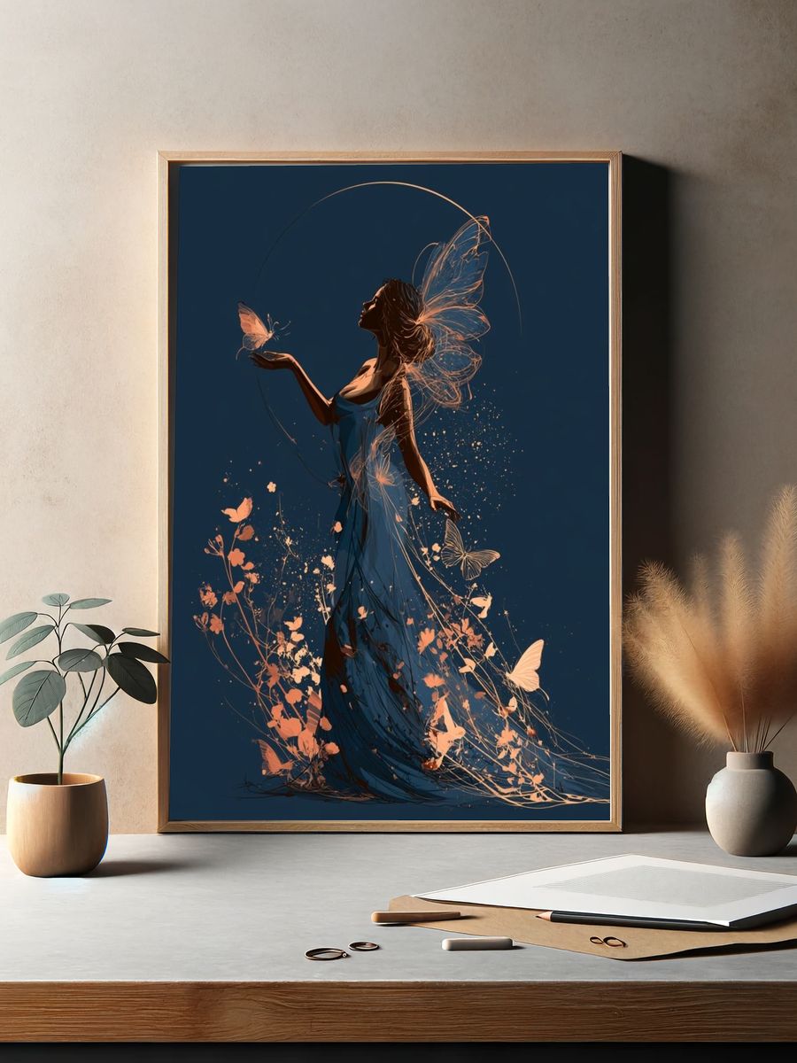 Butterfly Woman Digital Art Poster. — room view 2