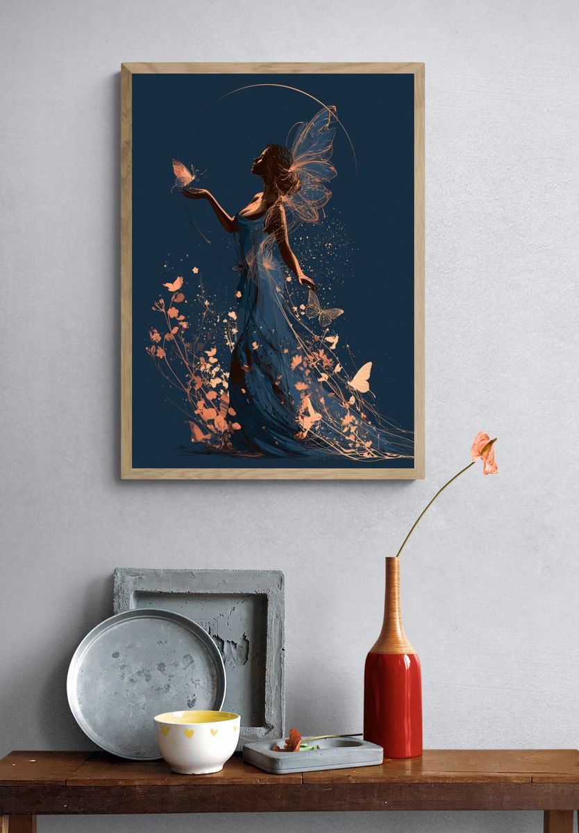 Butterfly Woman Digital Art Poster. — room view 3
