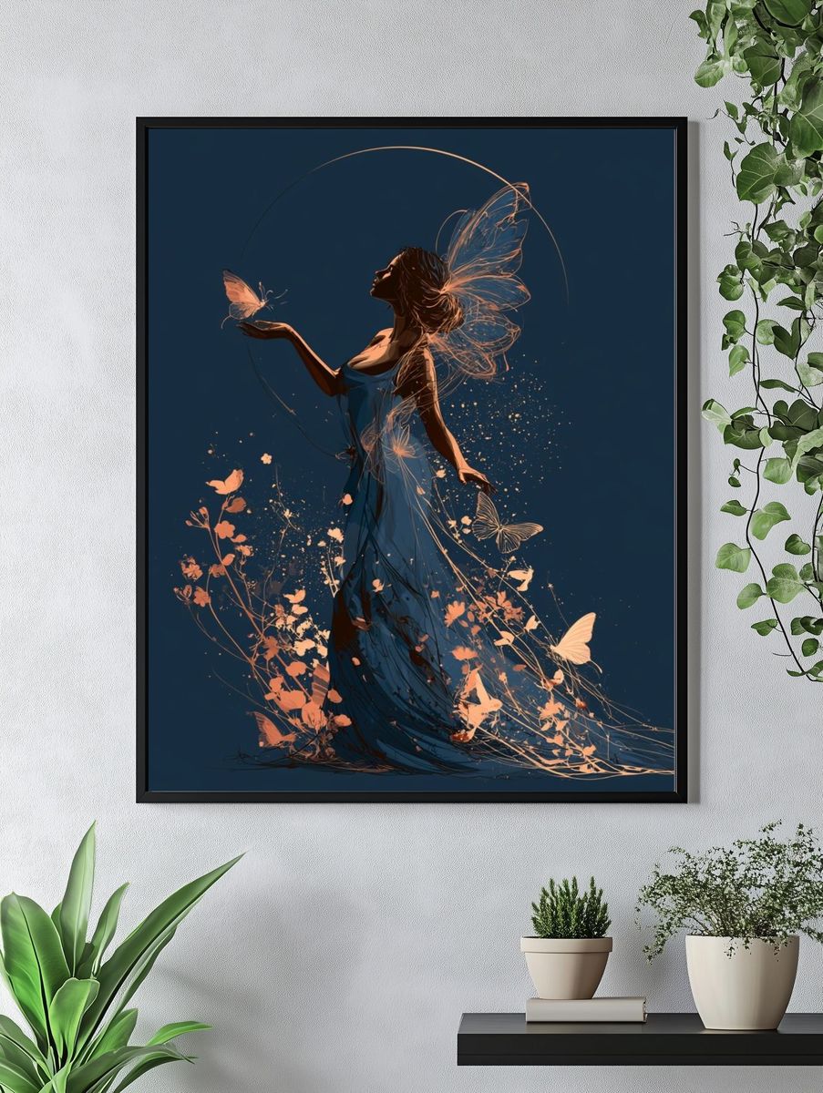 Butterfly Woman Digital Art Poster. — room view 4