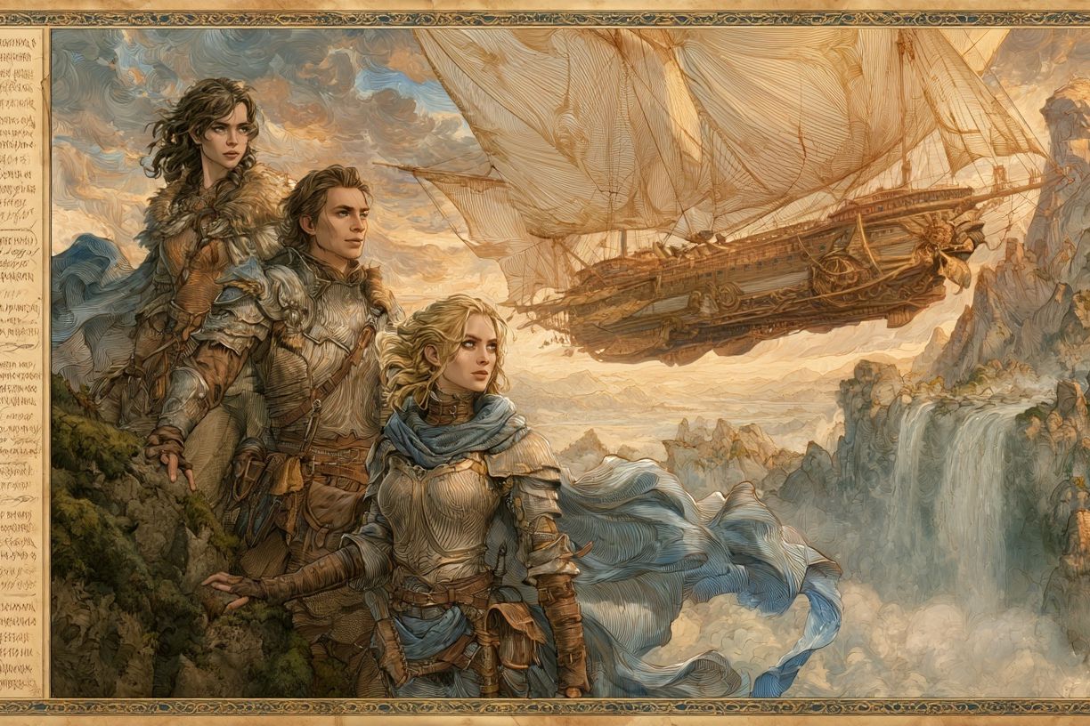 Skyship Fantasy Adventure Print. poster — illustration art