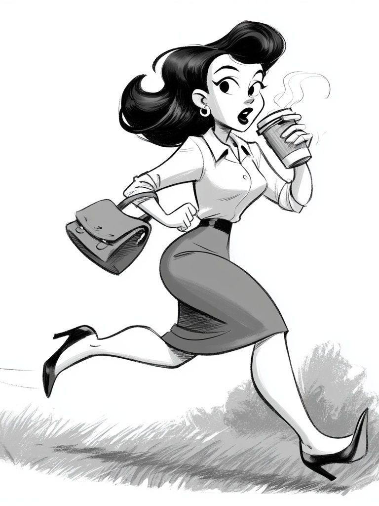 Running Retro Woman Illustration Poster. poster detail