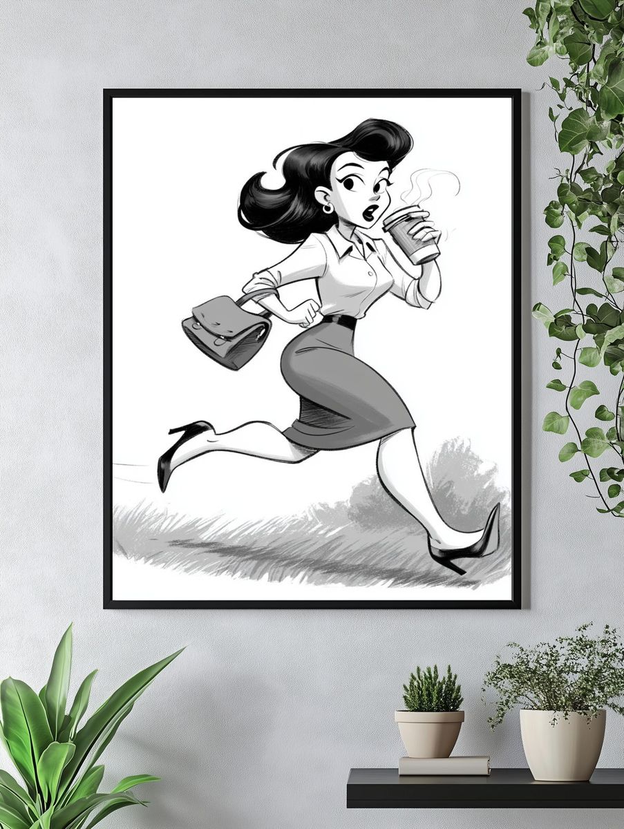Running Retro Woman Illustration Poster. — room view 4