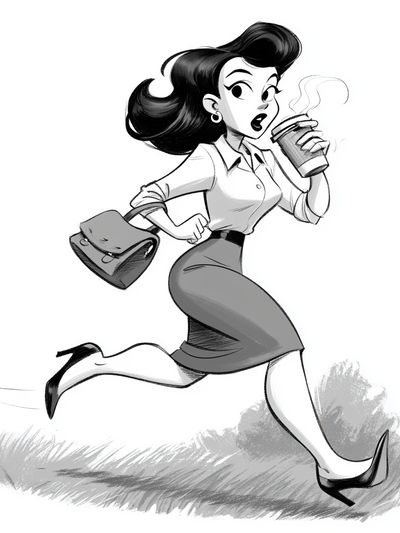Running Retro Woman Illustration Poster.