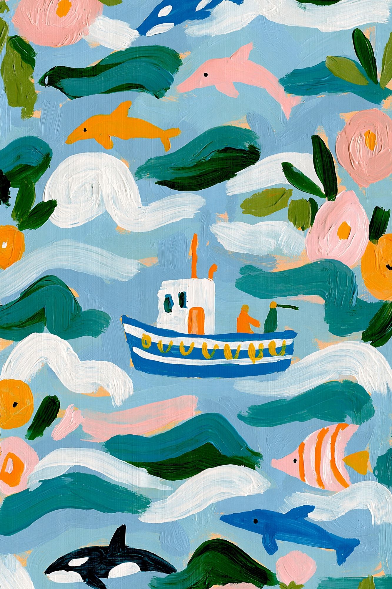 Whimsical Ocean Life Illustration Poster. poster detail