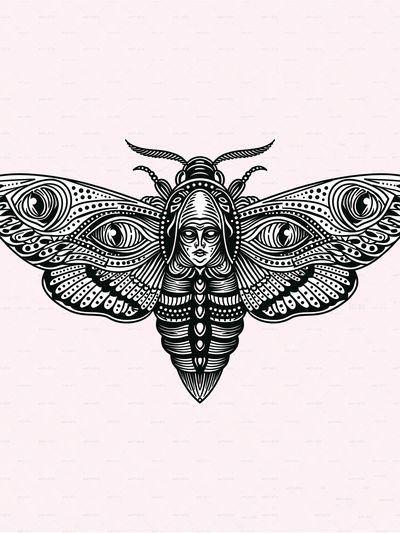 Moth Goddess Line Art Poster. poster print