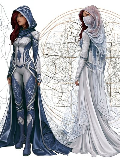 Hooded Fantasy Woman Illustration Poster. poster