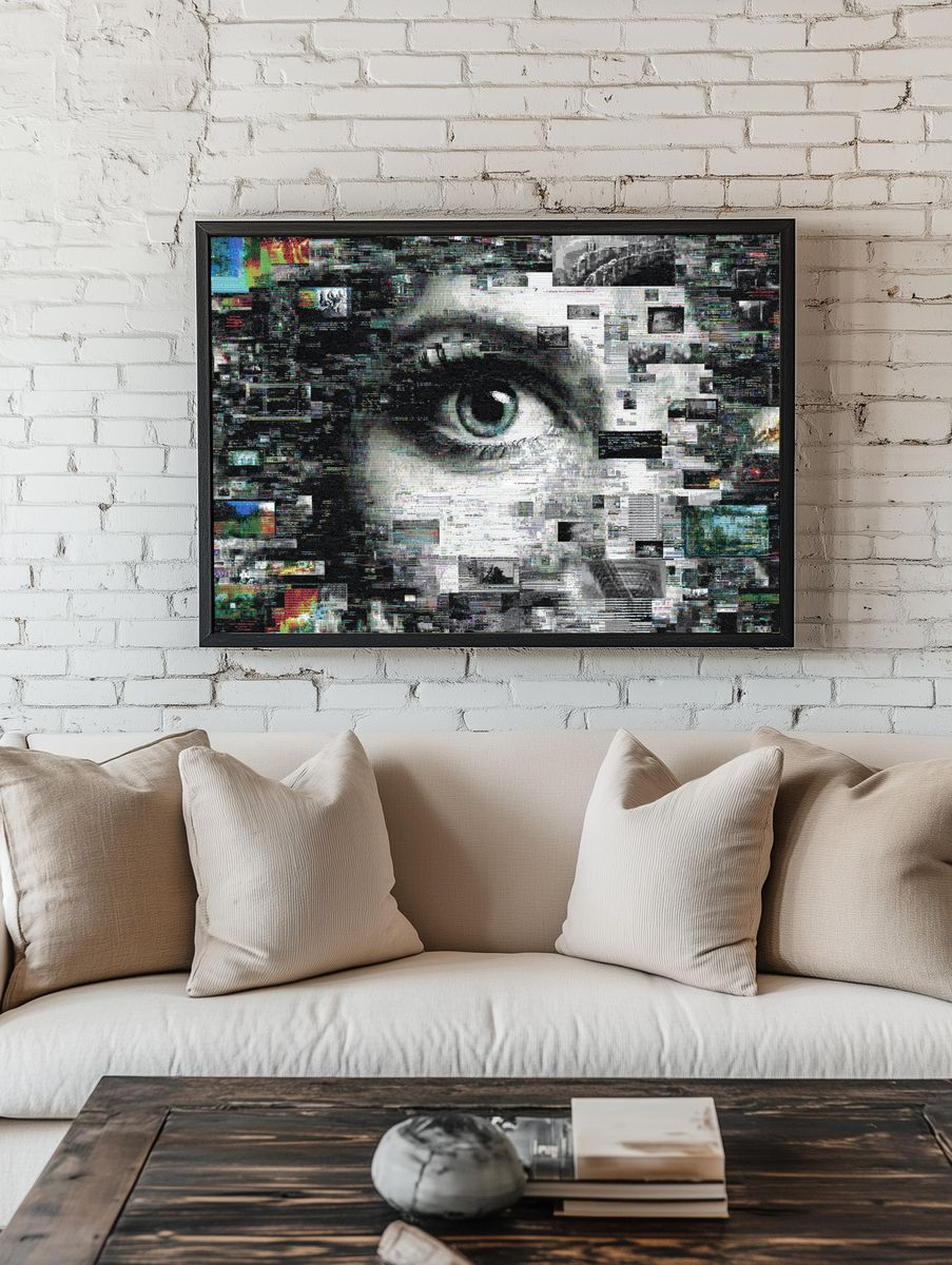 Glitch Eye Digital Art Poster. room preview