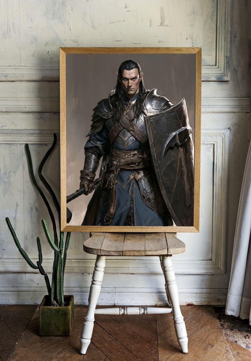 Elven Warrior Fantasy Illustration Poster. room preview