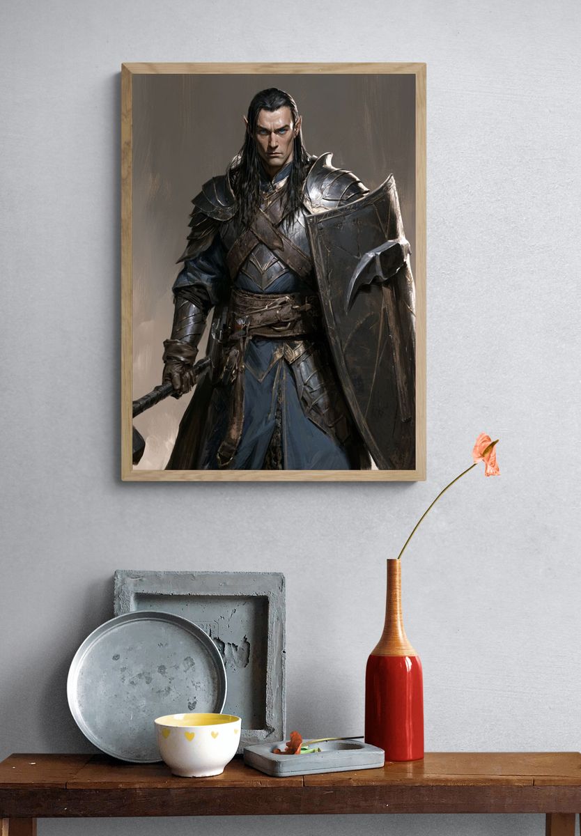 Elven Warrior Fantasy Illustration Poster. — room view 3