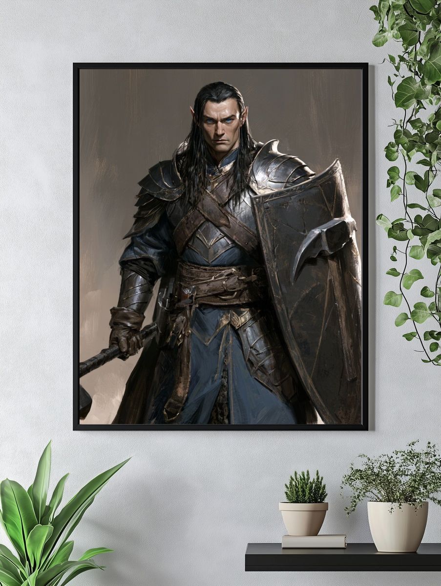Elven Warrior Fantasy Illustration Poster. — room view 4
