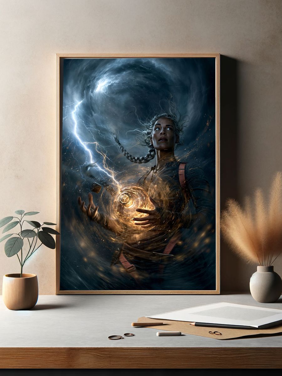 Storm Sorceress Digital Art Poster. — room view 2