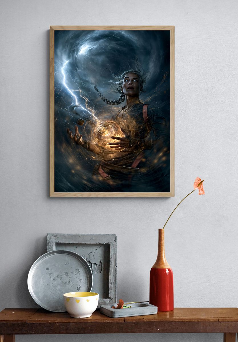 Storm Sorceress Digital Art Poster. — room view 3