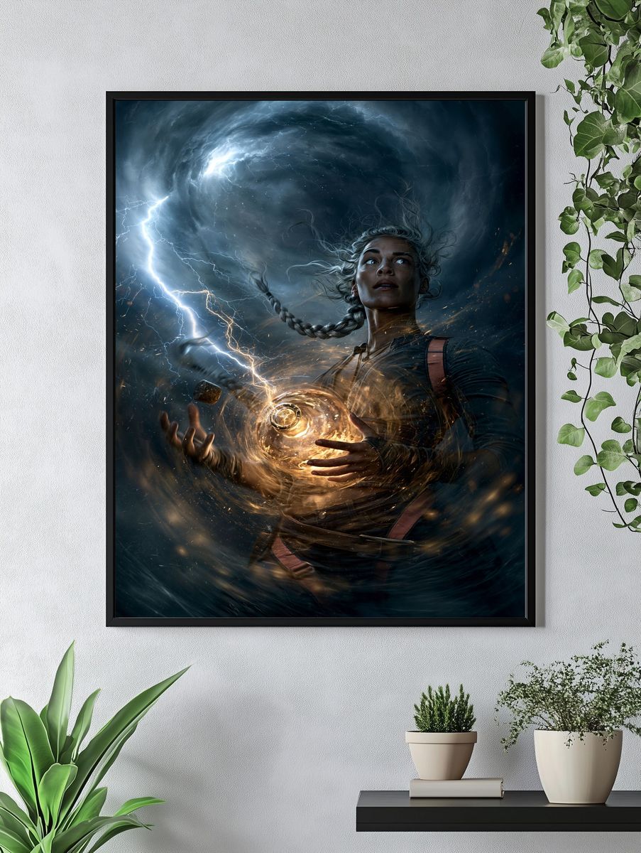Storm Sorceress Digital Art Poster. — room view 4