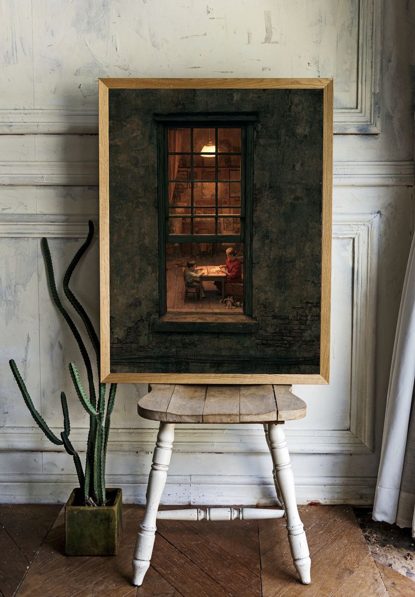 Warm Window Scene Illustration Poster. room preview