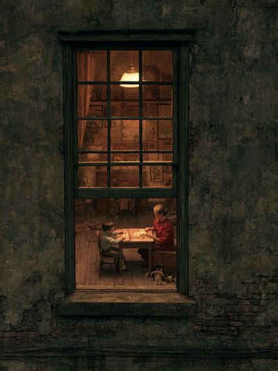 Warm Window Scene Illustration Poster. poster