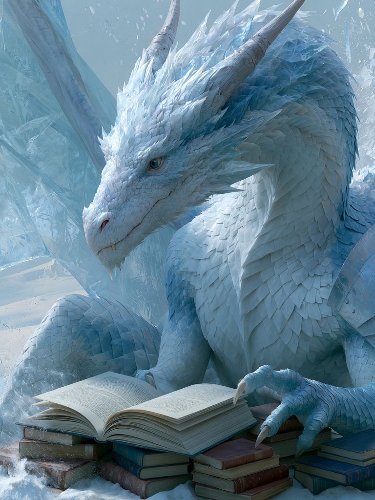 Ice Dragon Reading Poster. poster — illustration art