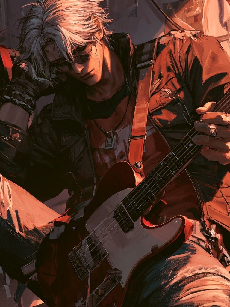 Electric Guitarist Anime Poster. poster — illustration art