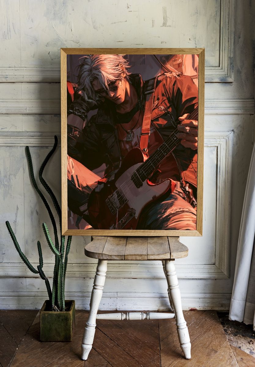Electric Guitarist Anime Poster. room preview