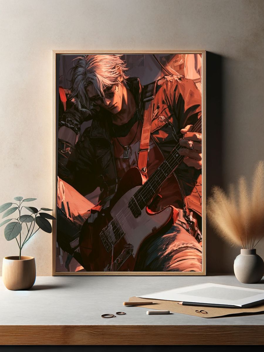 Electric Guitarist Anime Poster. — room view 2