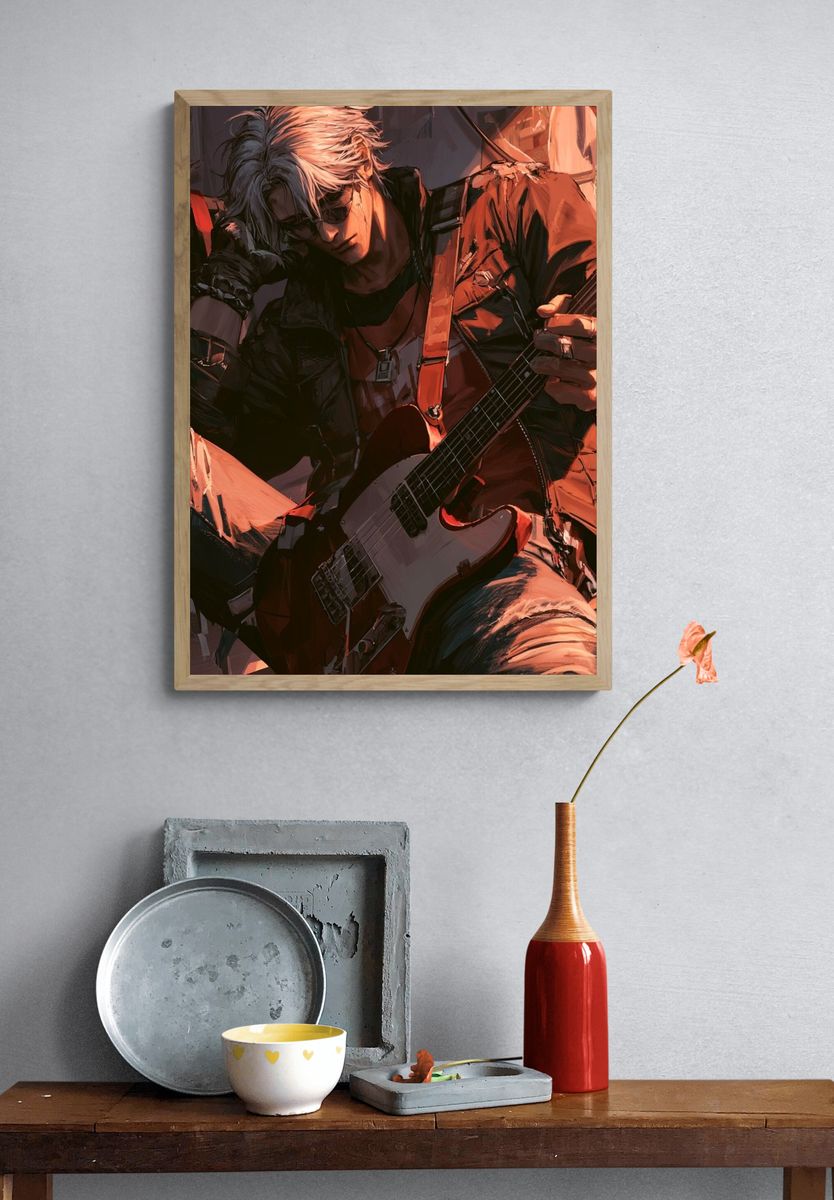 Electric Guitarist Anime Poster. — room view 3