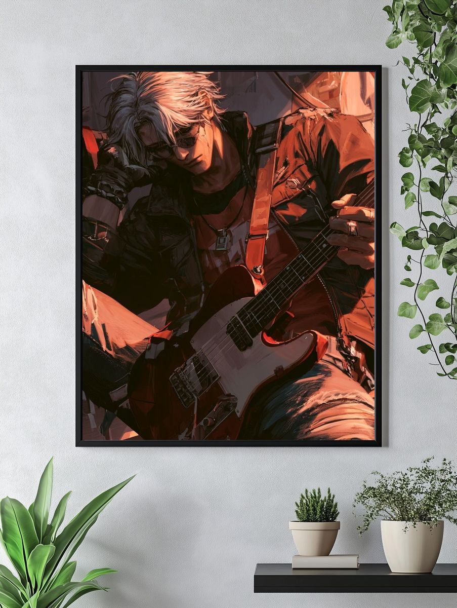 Electric Guitarist Anime Poster. — room view 4