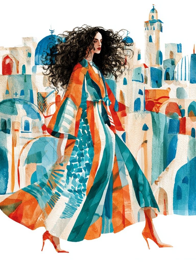 Mediterranean Fashion Illustration Poster. poster detail