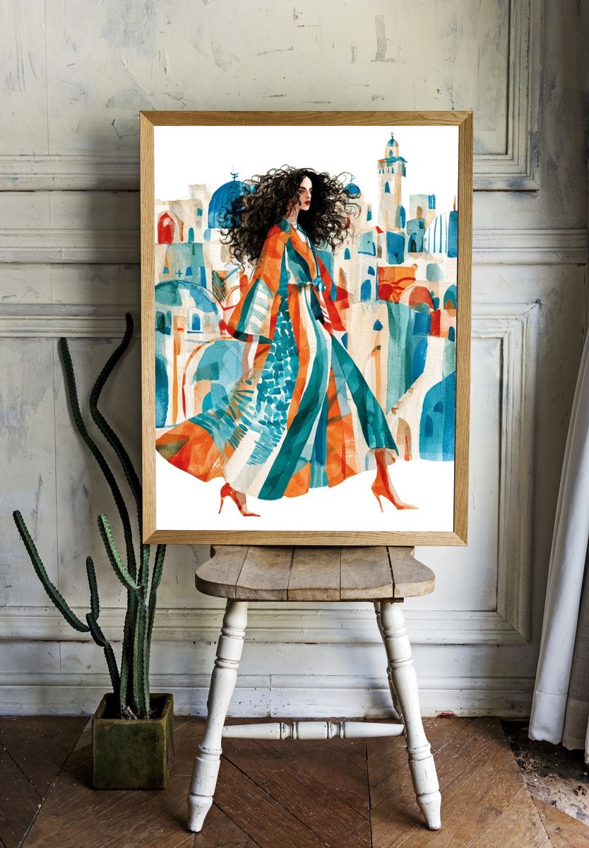 Mediterranean Fashion Illustration Poster. room preview
