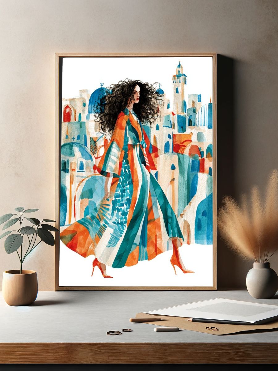 Mediterranean Fashion Illustration Poster. — room view 2