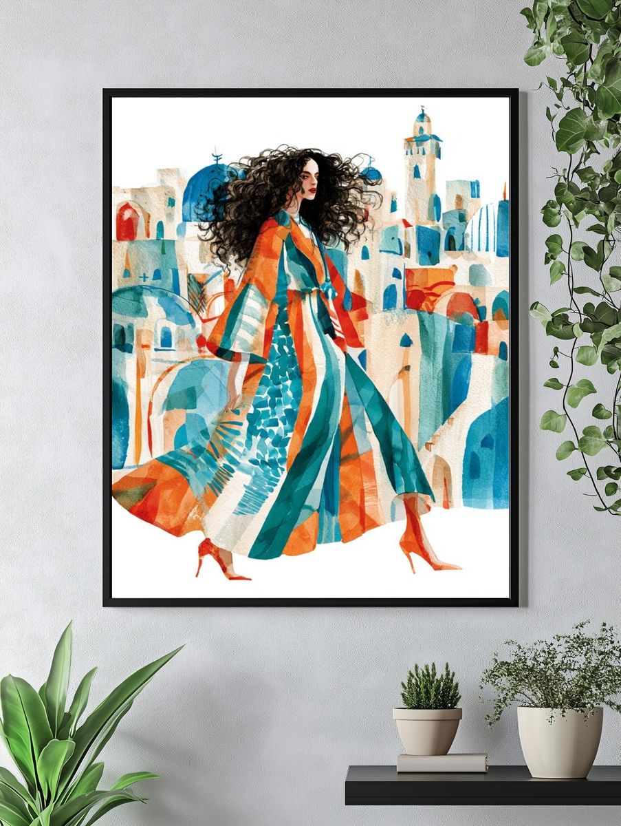 Mediterranean Fashion Illustration Poster. — room view 4