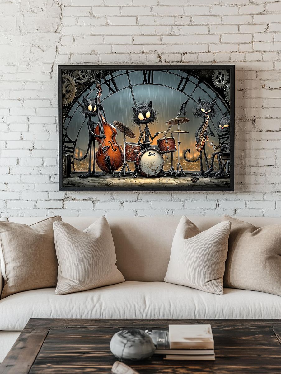 Jazz Cats Band Illustration Poster room preview