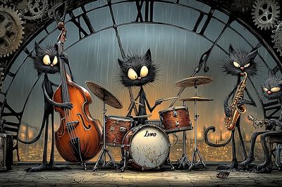 Jazz Cats Band Illustration Poster. poster