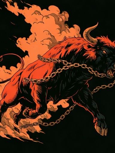Charging Bull Digital Art Poster. poster detail
