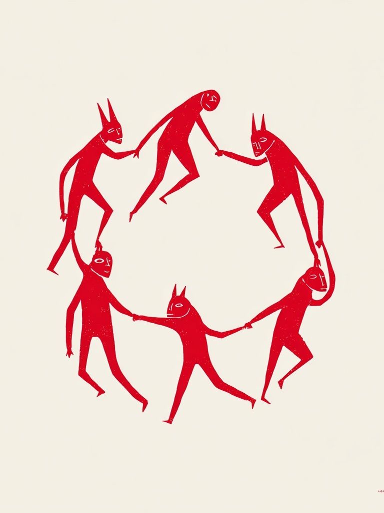Red Circle Figures Illustration Poster. poster — illustration art
