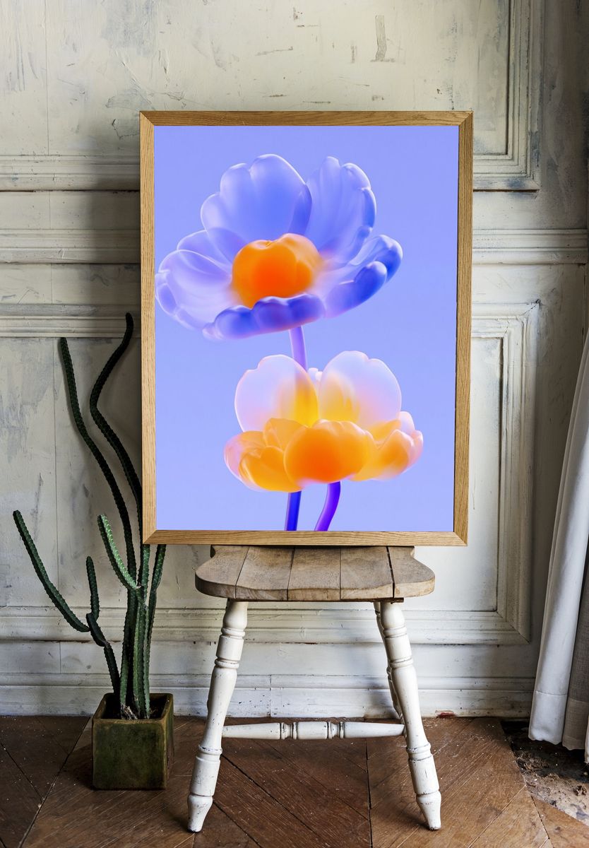 Glowing Floral Abstract Print. — room view 1