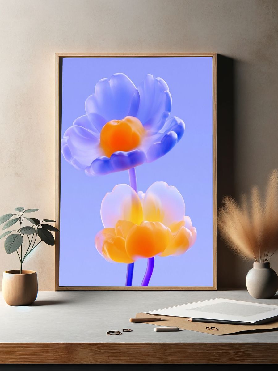 Glowing Floral Abstract Print. — room view 2