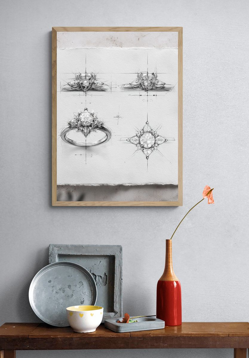 Diamond Ring Sketch Poster. — room view 3