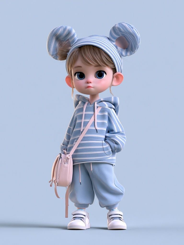 Cute 3D Girl Character Illustration Poster. poster detail