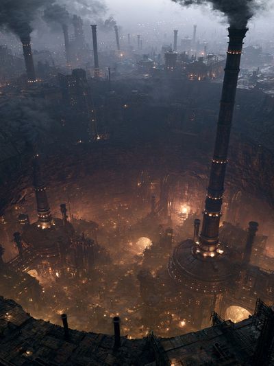 Industrial Dystopia Cityscape Print. poster