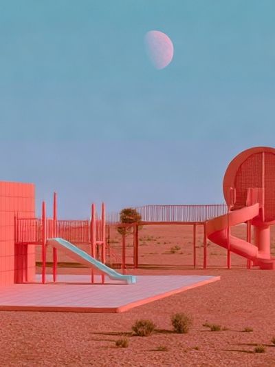 Desert Playground Surreal Print. poster