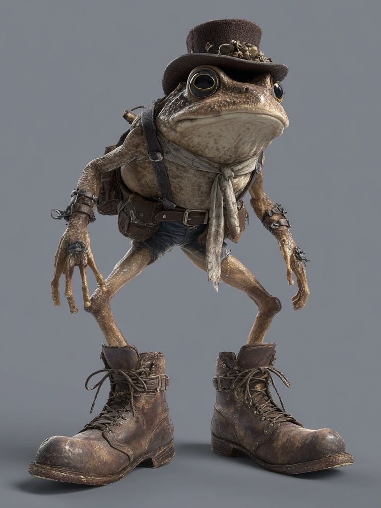 Steampunk Frog Character Print. poster detail