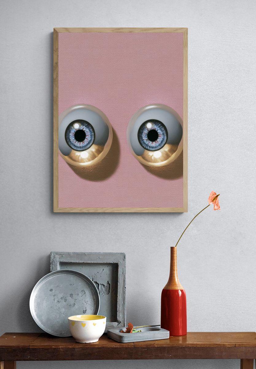 Surreal Eyeballs Illustration Poster. — room view 3