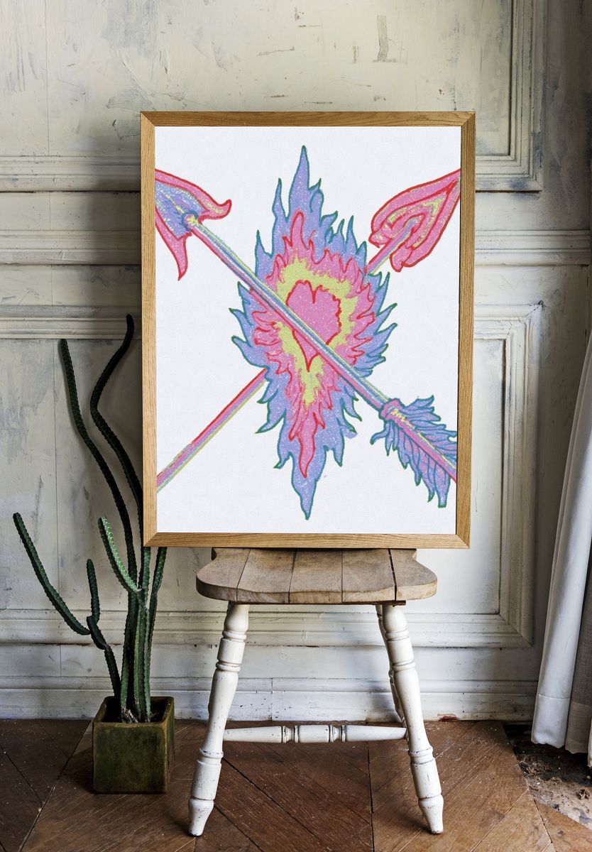 Heart and Arrows Illustration Poster. — room view 1