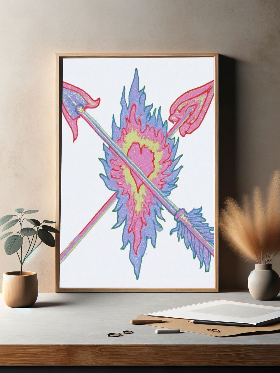 Heart and Arrows Illustration Poster. — room view 2