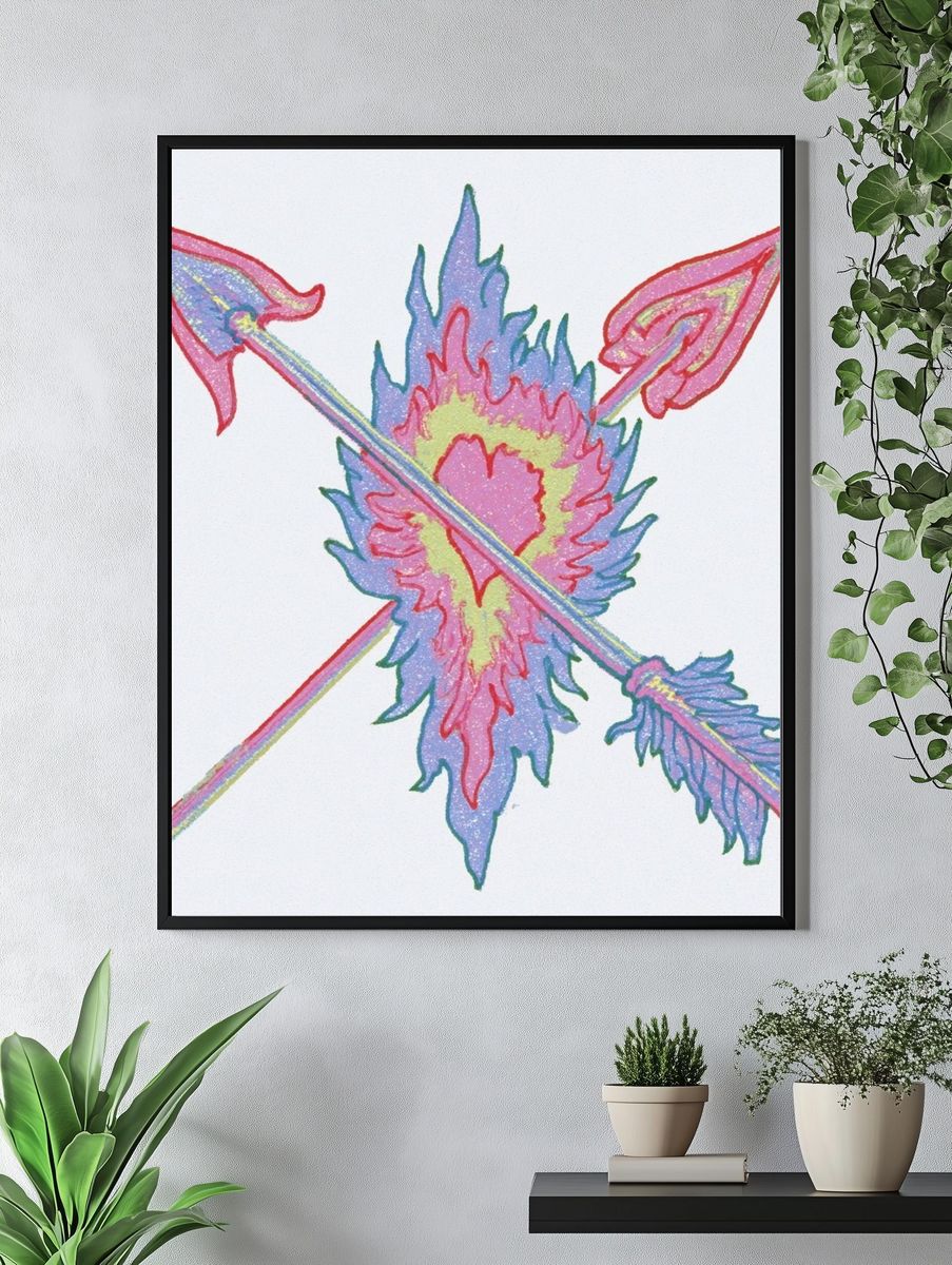 Heart and Arrows Illustration Poster. — room view 4