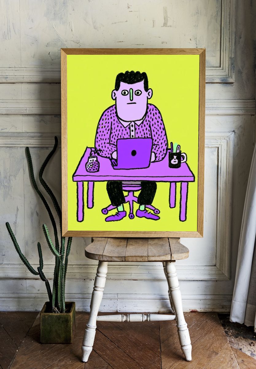 Office Worker Illustration Poster. room preview