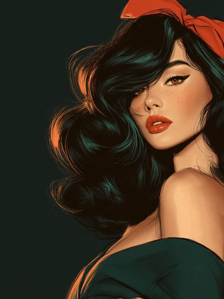 Retro Pin-Up Portrait Print. poster detail