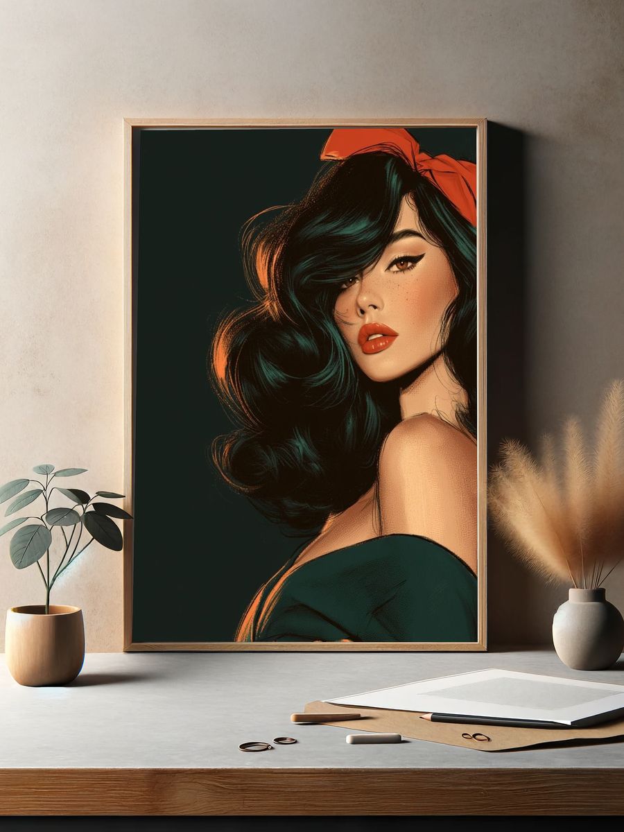 Retro Pin-Up Portrait Print. — room view 2