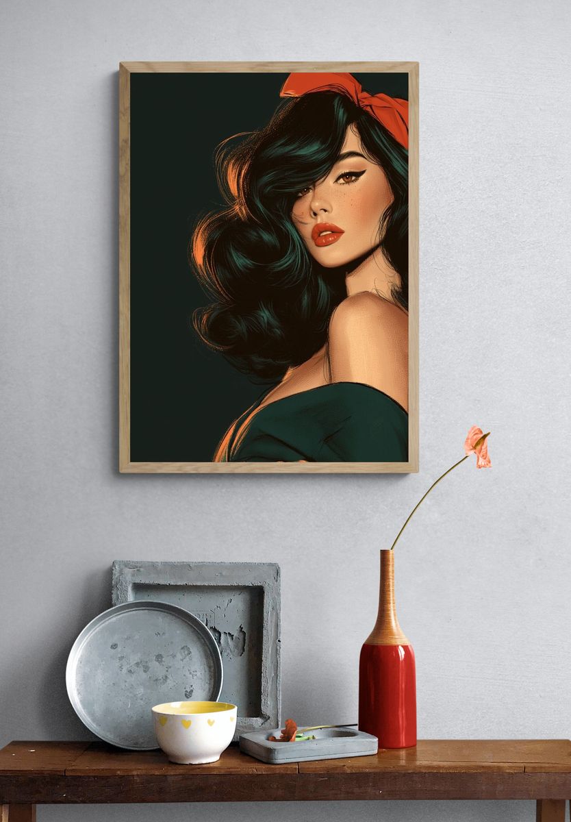 Retro Pin-Up Portrait Print. — room view 3