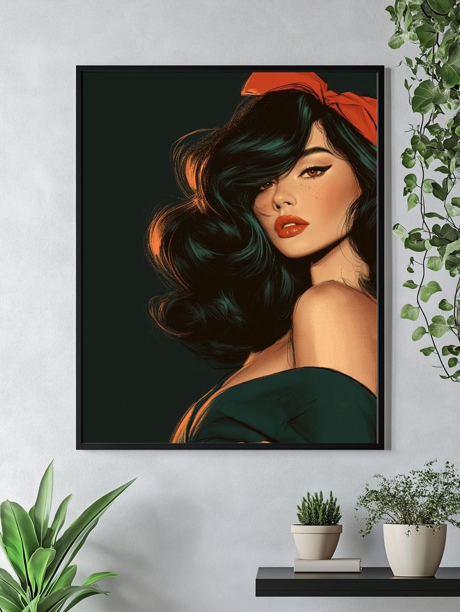 Retro Pin-Up Portrait Print. — room view 4
