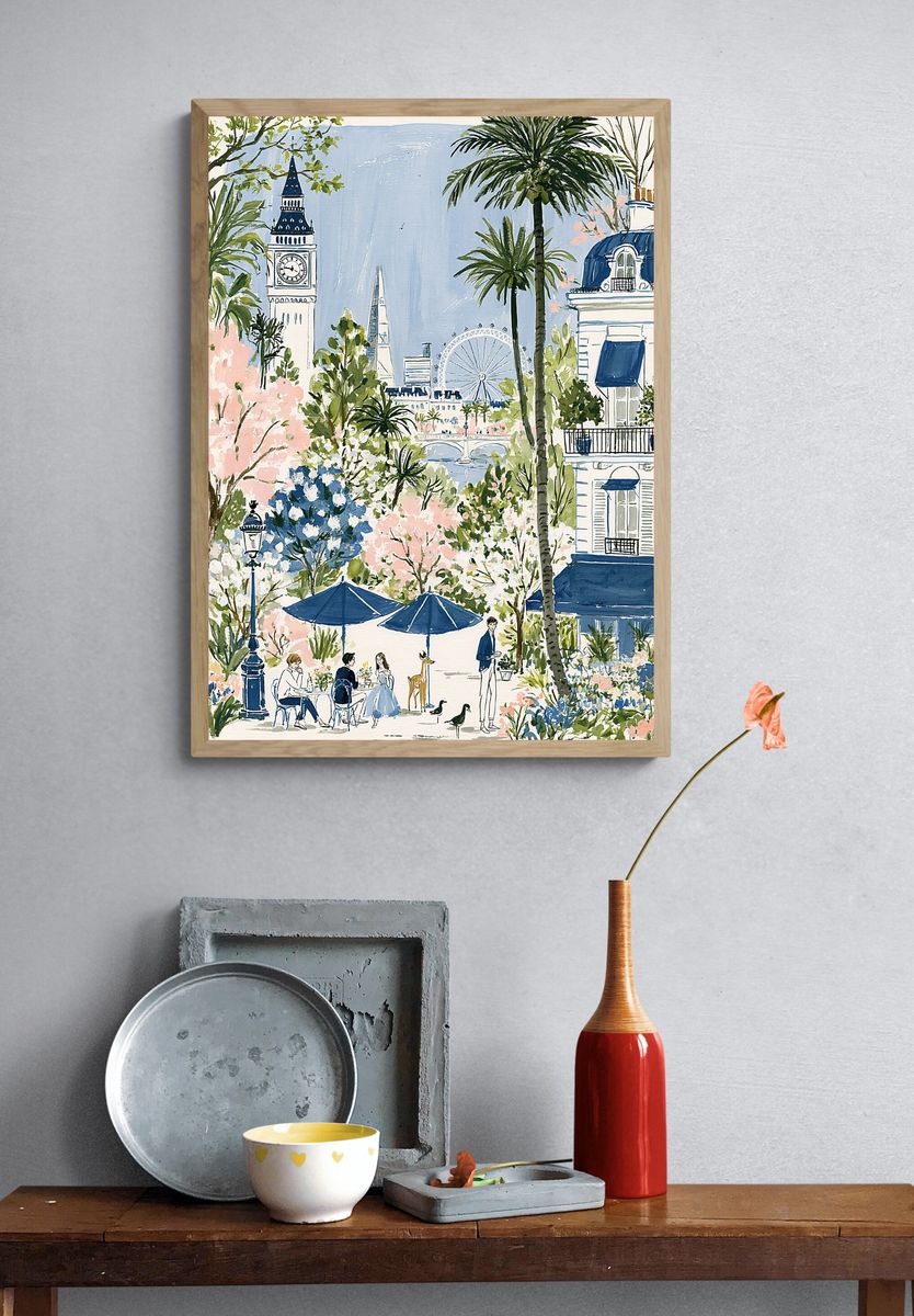 Paris Garden Watercolor Print. — room view 3